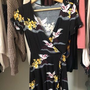 Floral Surplice Dress